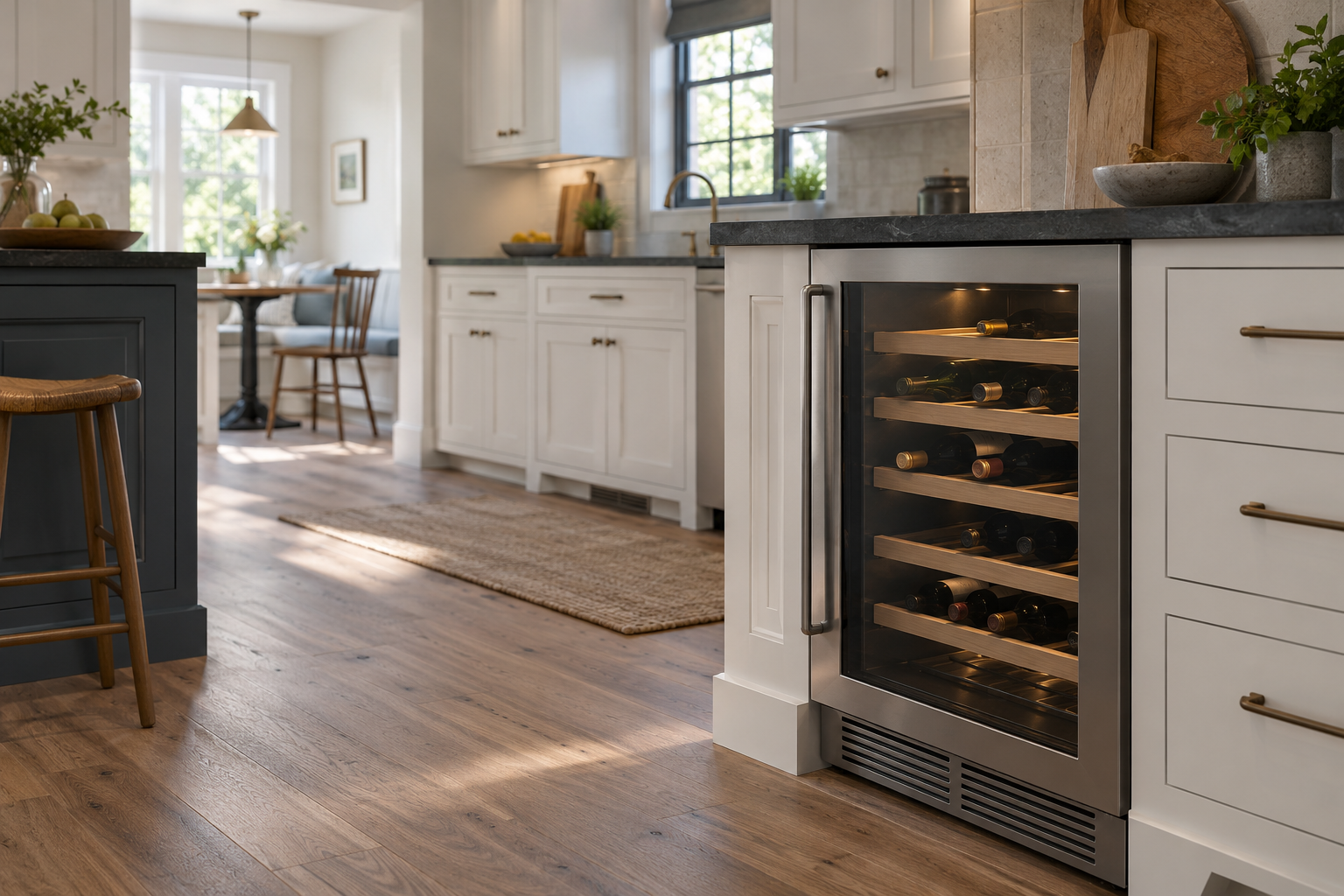 Illustrative Viking wine cooler in a residential kitchen — AI image for Sub-Zero Repair Briarcliff Manor