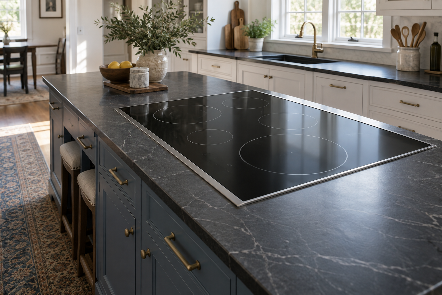 Illustrative Wolf cooktop in a residential kitchen — AI image for Sub-Zero Repair Briarcliff Manor