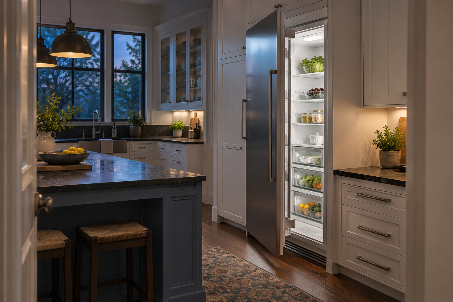 Illustrative Thermador refrigerator in a residential kitchen — AI image for Sub-Zero Repair Briarcliff Manor
