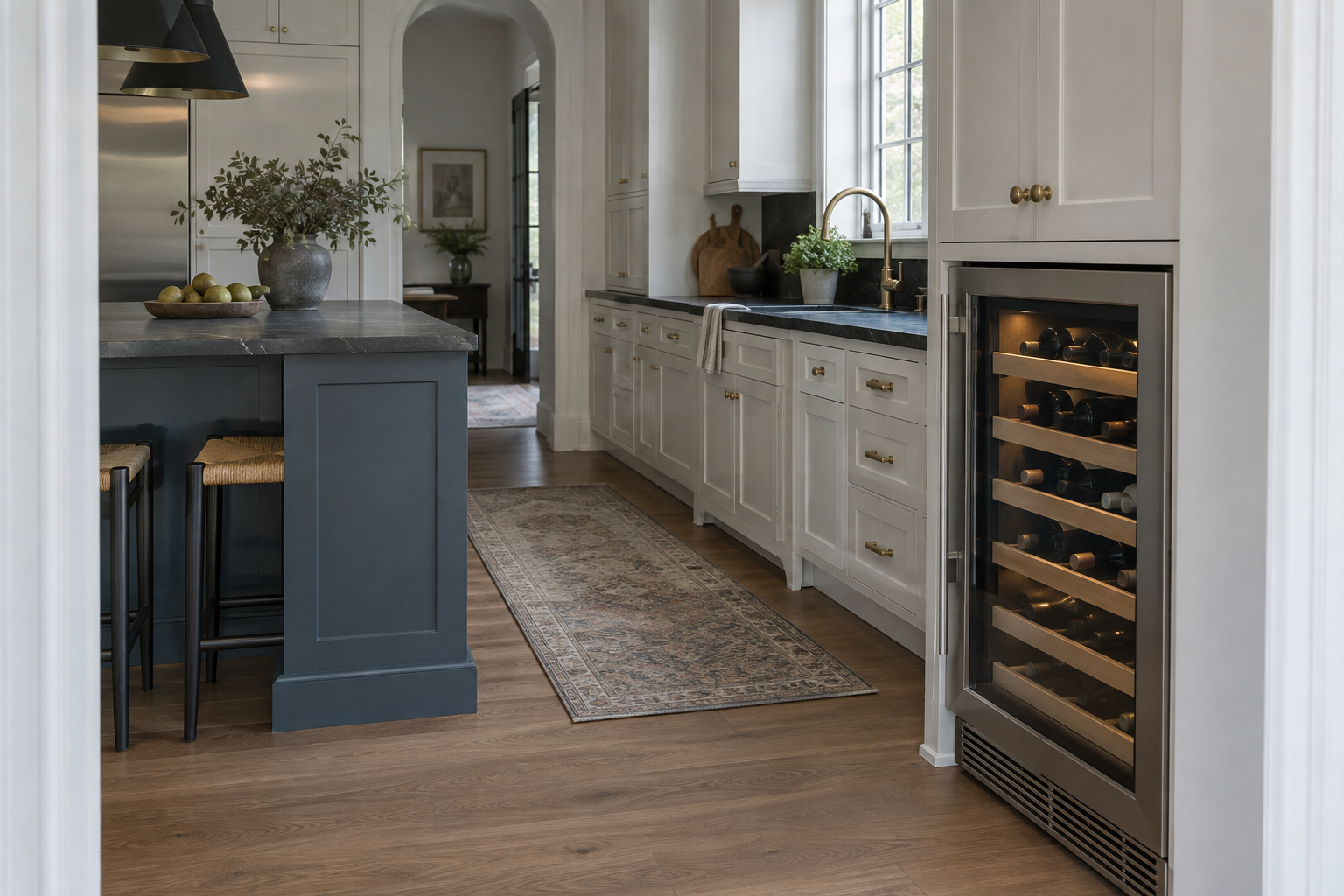 Illustrative Sub-Zero wine cooler in a residential kitchen — AI image for Sub-Zero Repair Briarcliff Manor
