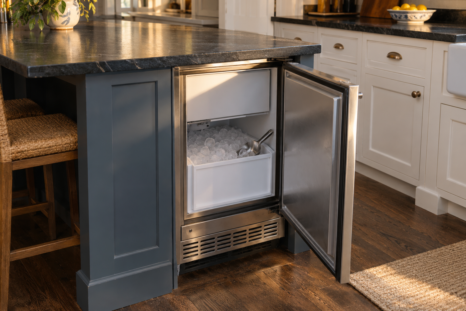 Illustrative Viking ice maker in a residential kitchen — AI image for Sub-Zero Repair Briarcliff Manor