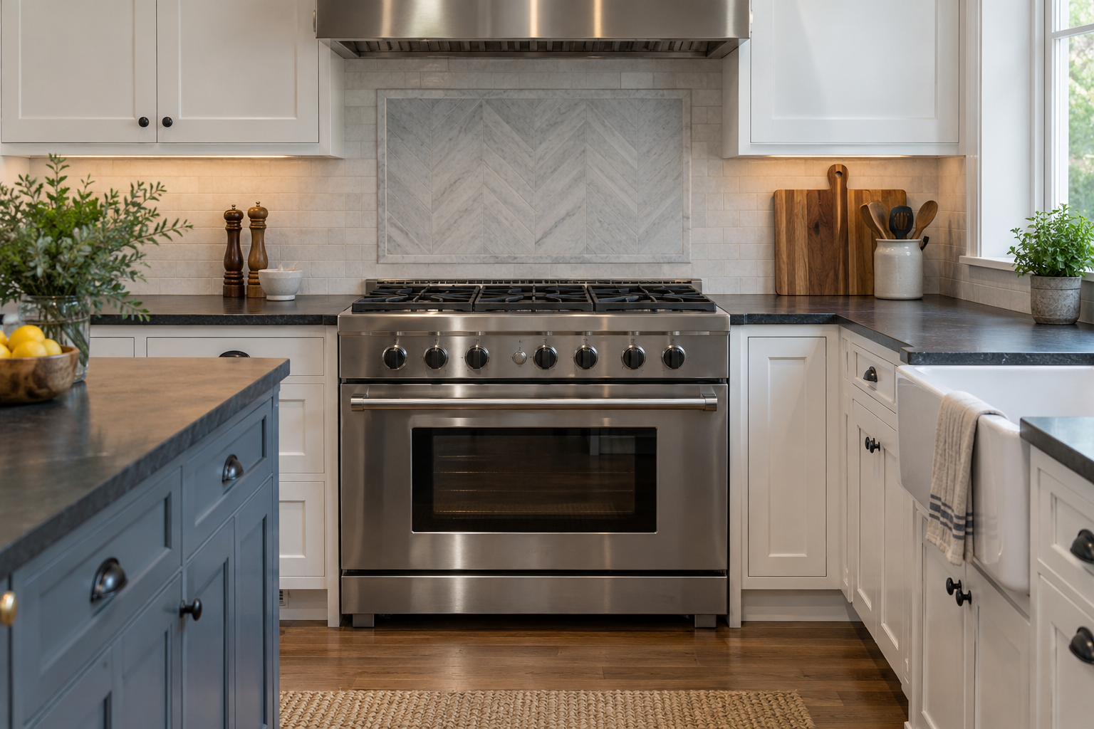 Illustrative Viking range in a residential kitchen — AI image for Sub-Zero Repair Briarcliff Manor