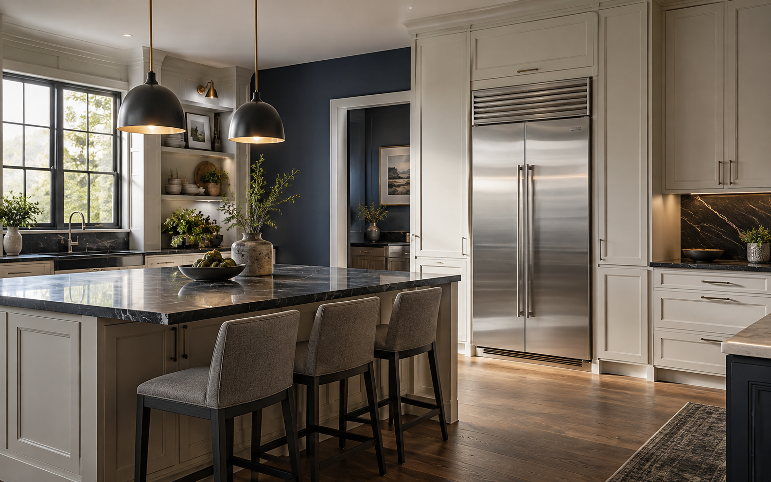 Sub-Zero appliance in a residential kitchen — AI illustration